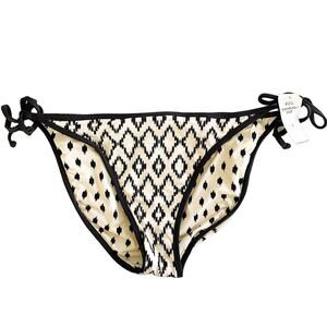 NWT Banana Republic Size Large Reversible String Bikini Bottoms Cream Black